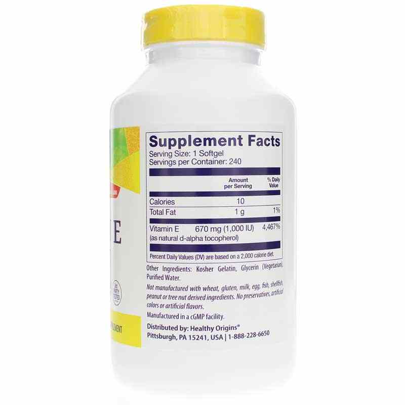 Vitamin E 1000 IU, 240 Softgels, by Healthy Origins, image #2
