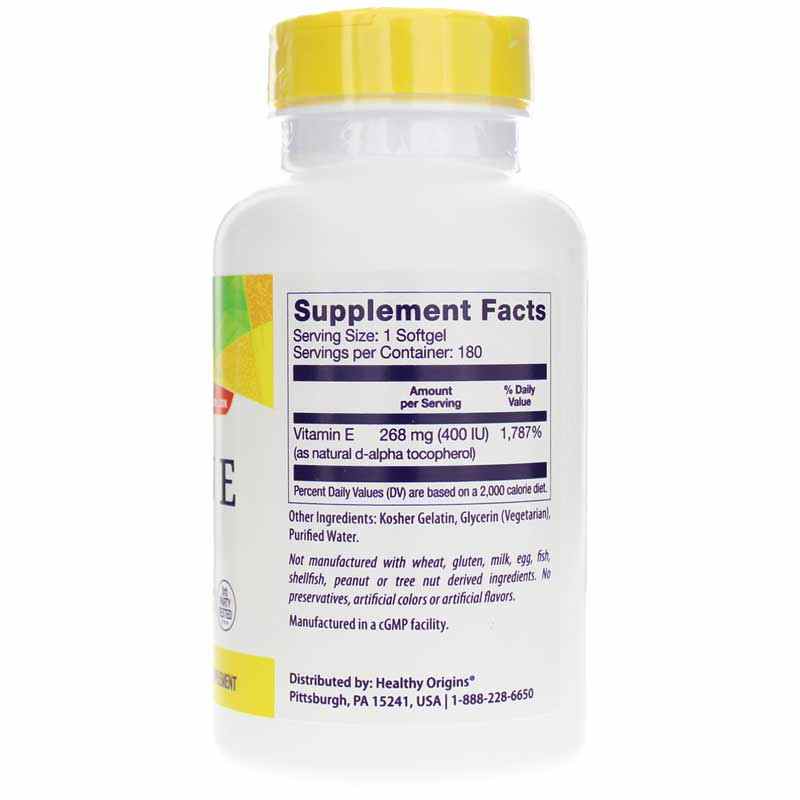 Vitamin E 400 IU, 180 Softgels, by Healthy Origins, image #2