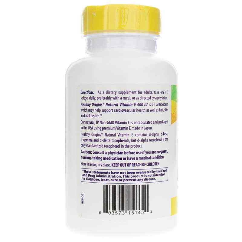 Vitamin E 400 IU, 180 Softgels, by Healthy Origins, image #3