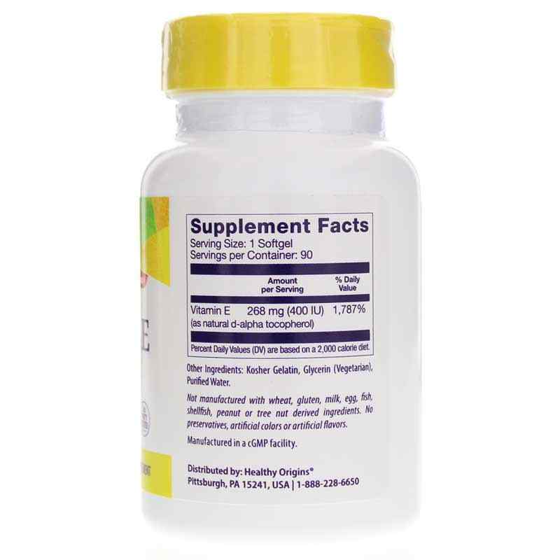 Vitamin E-400 IU Mixed Tocopherols, 90 Softgels, by Healthy Origins, image #2