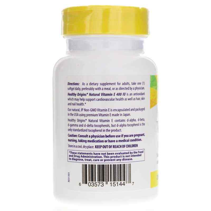 Vitamin E-400 IU Mixed Tocopherols, 90 Softgels, by Healthy Origins, image #3