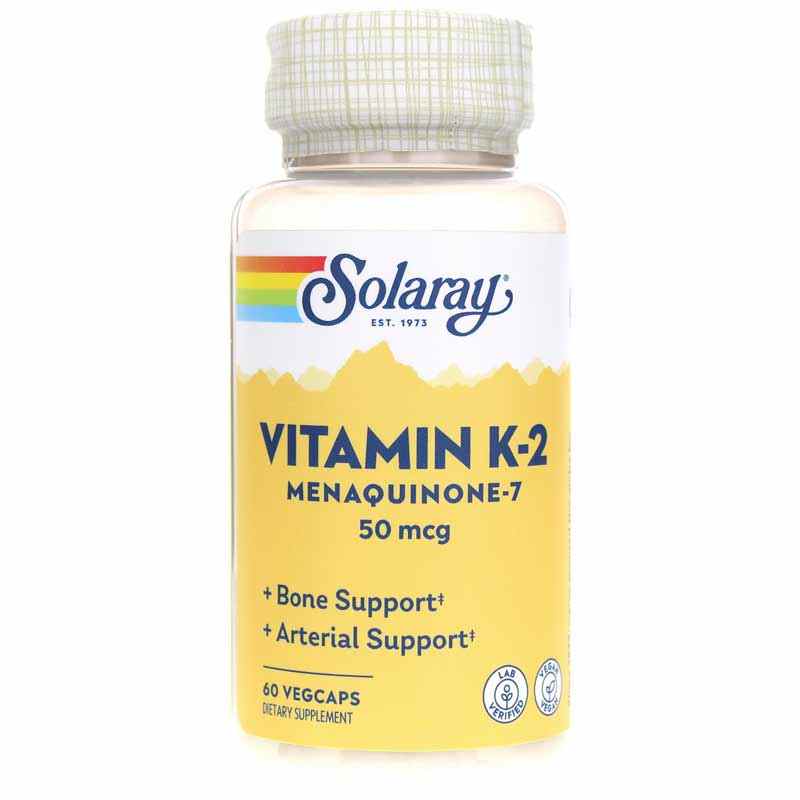 Vitamin K-2 50 Mcg as Menaquinone-7, 60 Veg Capsules, by Solaray