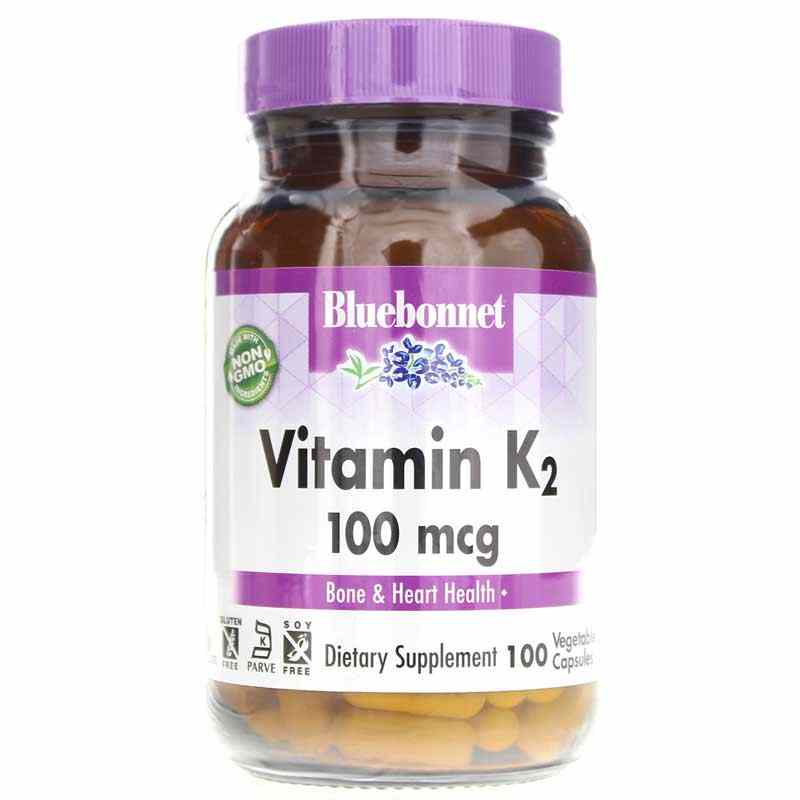 Vitamin K2 100 Mcg, 100 Veg Capsules, by Bluebonnet