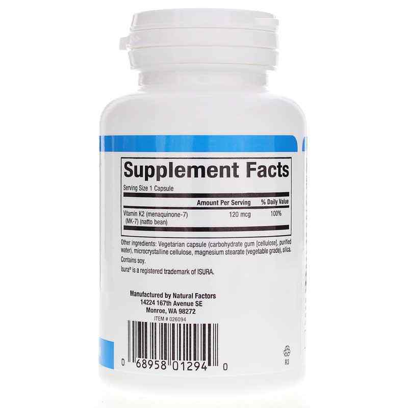 Vitamin K2 120 Mcg, 60 Veg Capsules, by Natural Factors, image #2