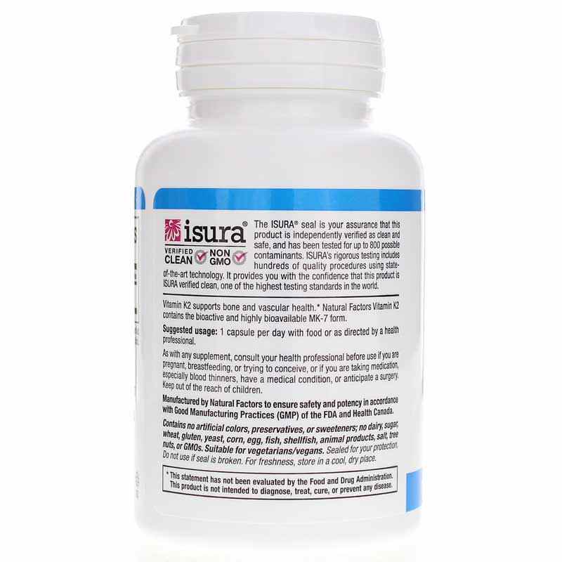 Vitamin K2 120 Mcg, 60 Veg Capsules, by Natural Factors, image #3