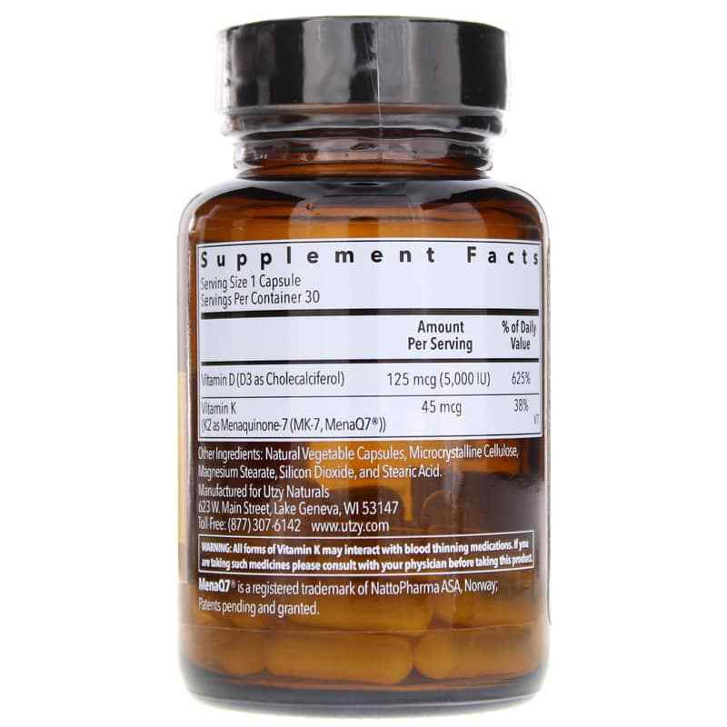 Vitamin K2 with D3, 30 Capsules, by Utzy Naturals, image #2