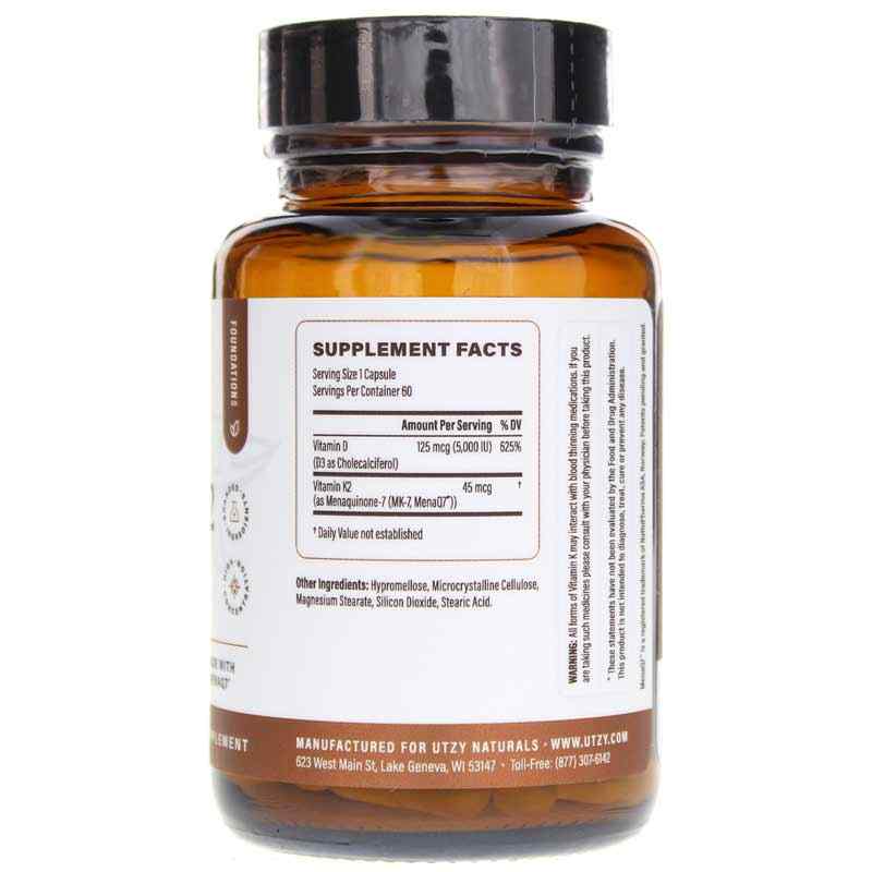 Vitamin K2 with D3, 60 Capsules, by Utzy Naturals, image #2