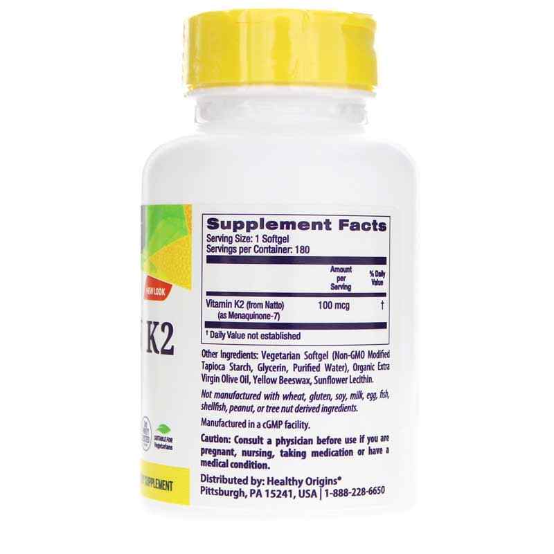 Vitamin K2 as MK-7 100 Mcg, 180 Veggie Softgels, by Healthy Origins, image #2