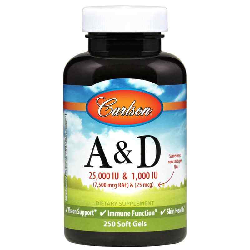 Vitamins A & D, 250 Softgels, by Carlson Labs