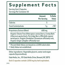 Supplement Facts label for Vitex Reproductive Formula showing serving size, nutritional information, and herbal ingredient bl