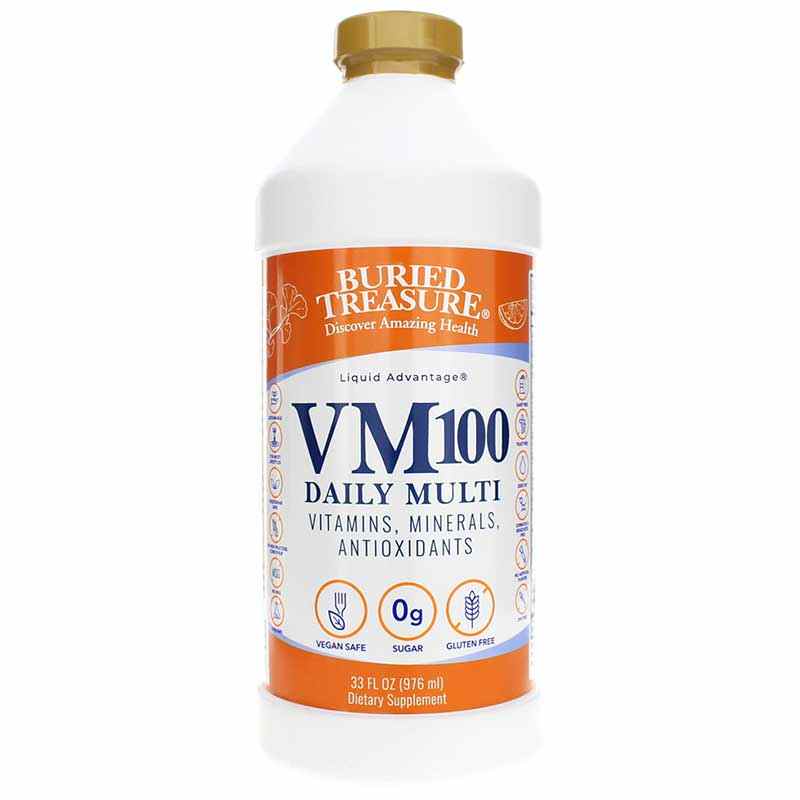 VM 100 Daily Liquid Multi Vitamins and Minerals, 32 Oz, by Buried Treasure