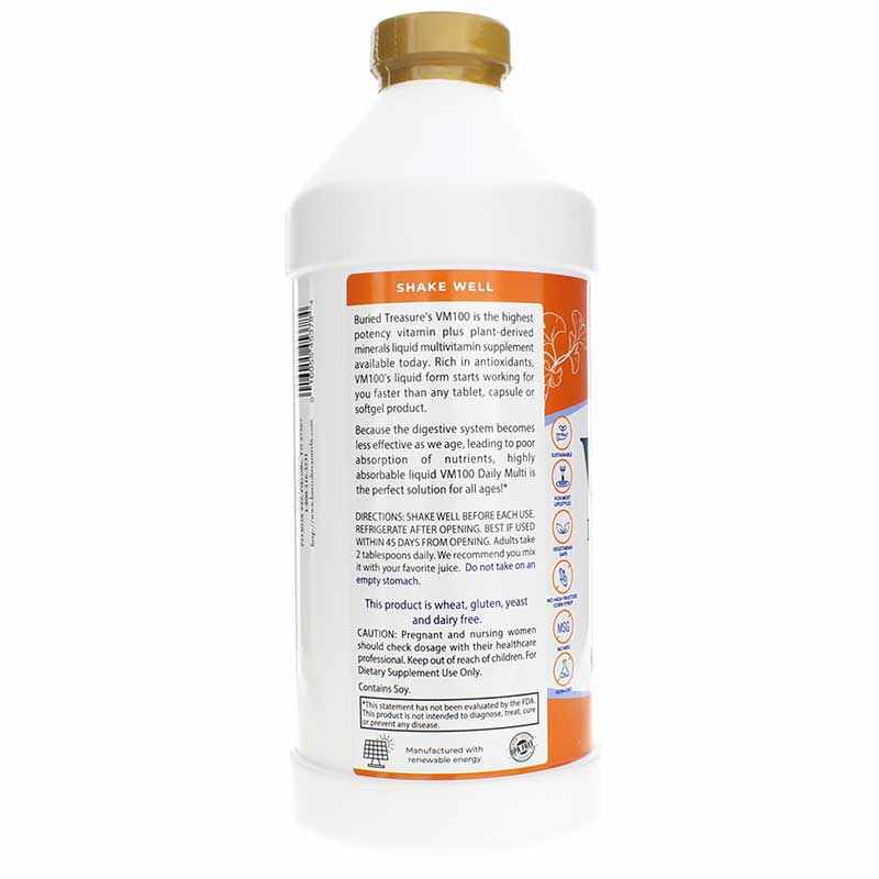 VM 100 Daily Liquid Multi Vitamins and Minerals, 32 Oz, by Buried Treasure, image #3