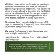 Bottle of VRM1 Large herbal formula capsules by Systemic Formulas, 30 count, with product description and usage directions.