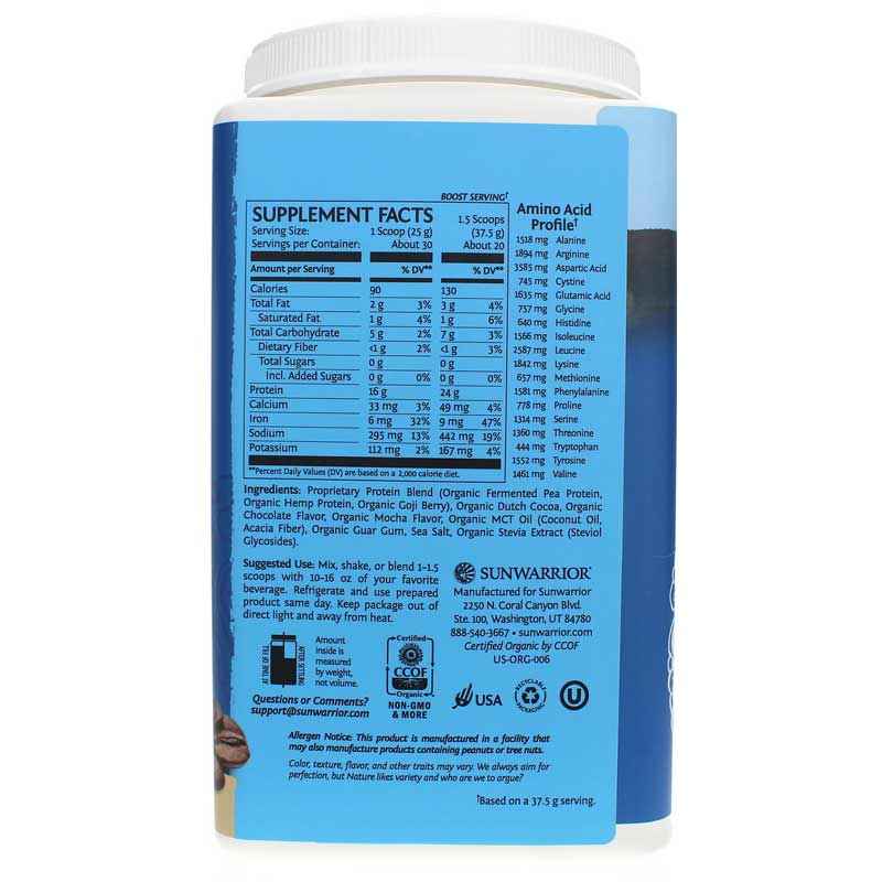 Warrior Blend Organic Protein, Mocha, 1.65 Lbs, by Sunwarrior, image #2