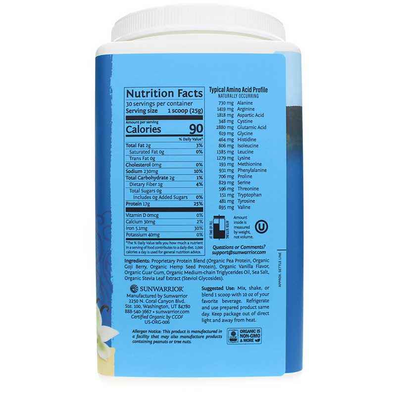 Warrior Blend Organic Protein, Vanilla, 1.65 Lbs, by Sunwarrior, image #2
