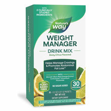 Nature's Way Weight Manager drink mix box in green with zesty citrus flavor, 30 stick packs displayed.