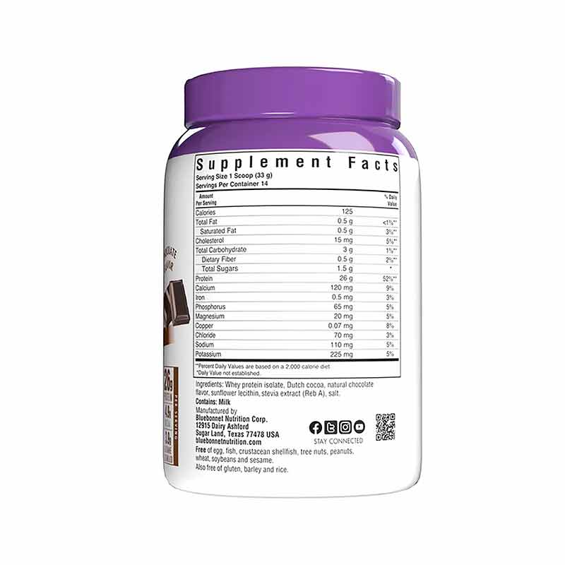 Whey Protein Isolate, Chocolate, 1 Lb, by Bluebonnet, image #2