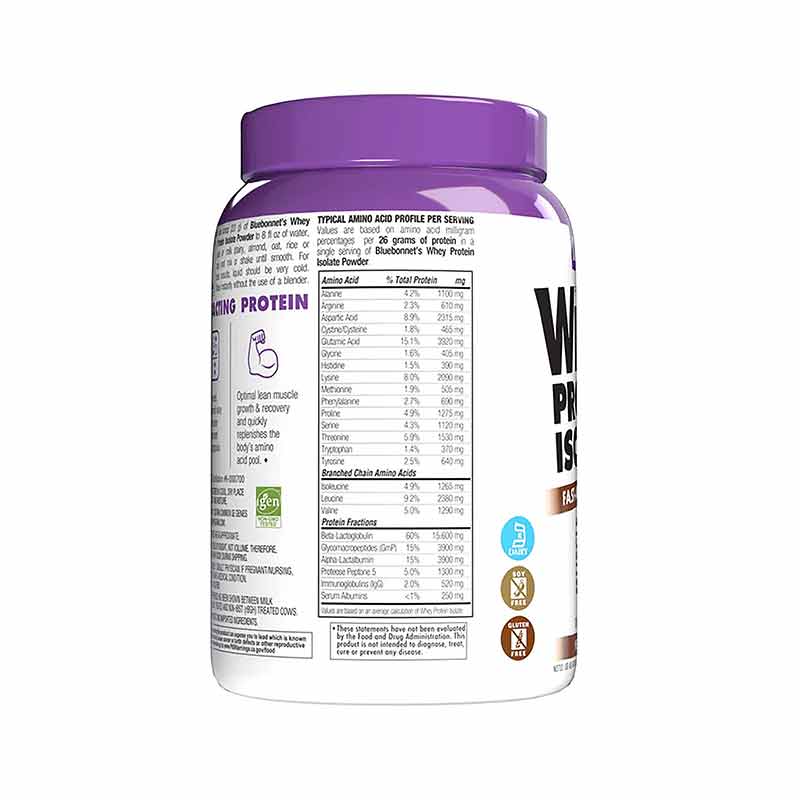 Whey Protein Isolate, Chocolate, 1 Lb, by Bluebonnet, image #4
