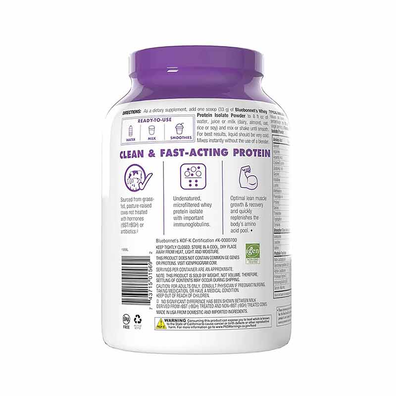 Whey Protein Isolate, Chocolate, 2 Lbs, by Bluebonnet, image #3