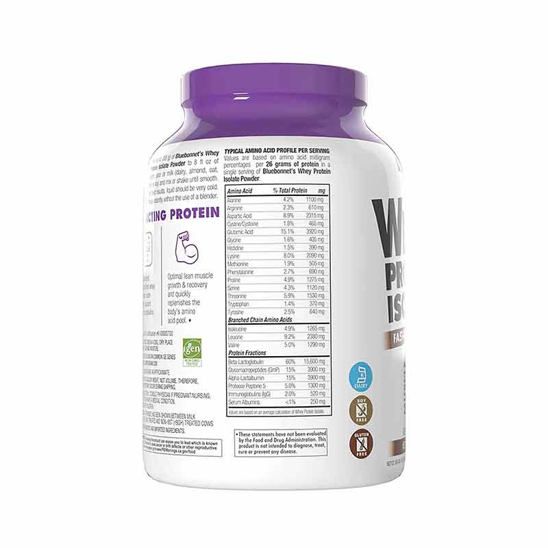 Whey Protein Isolate, Chocolate, 2 Lbs, by Bluebonnet, image #4