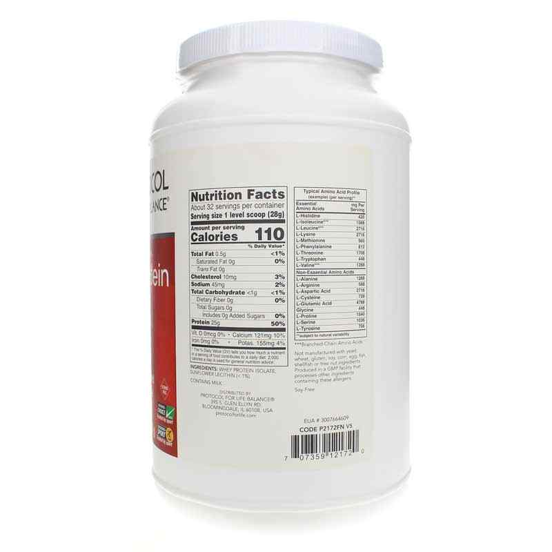 Whey Protein Isolate Unflavored, by Protocol For Life Balance, image #2
