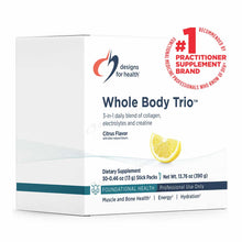 Designs For Health Whole Body Trio dietary supplement box in citrus flavor with 30 stick packs.