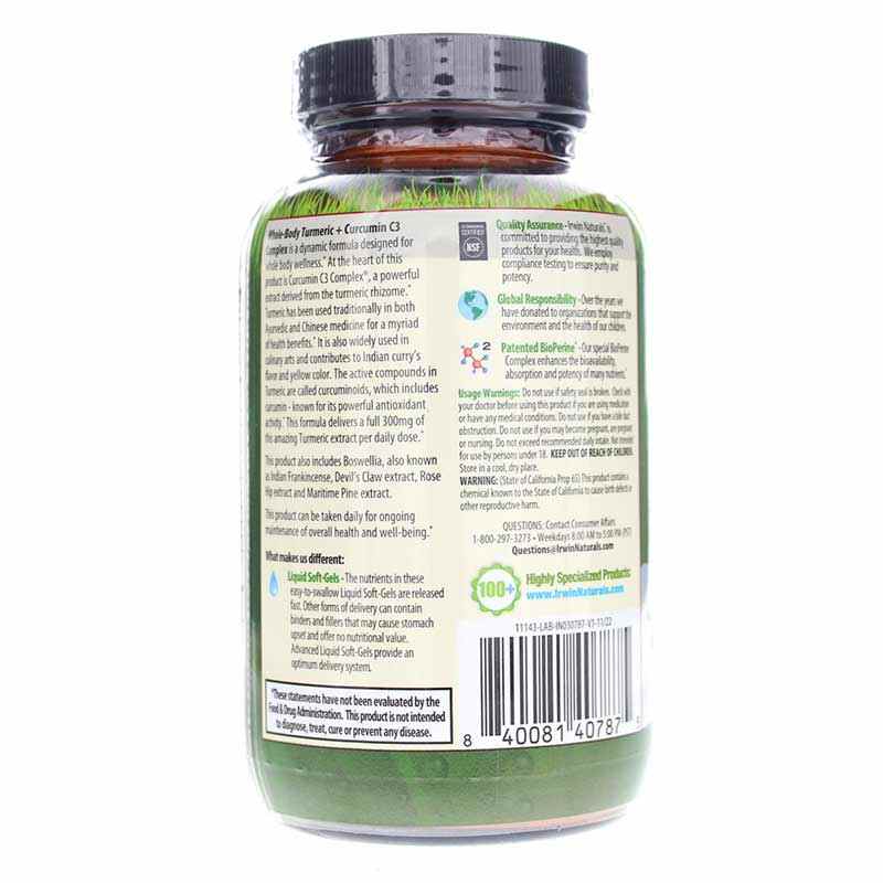 Whole-Body Turmeric Extra, 120 Liquid Softgels, by Irwin Naturals, image #3