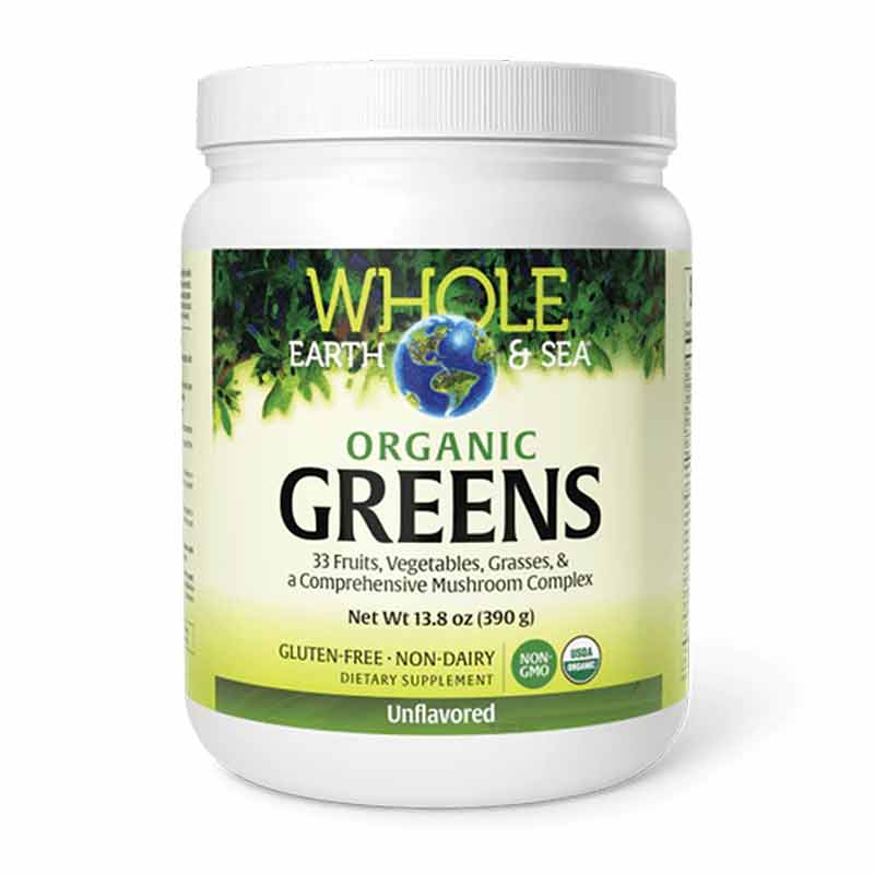 Whole Earth & Sea Organic Greens Unflavored, 13.8 Oz, by Natural Factors