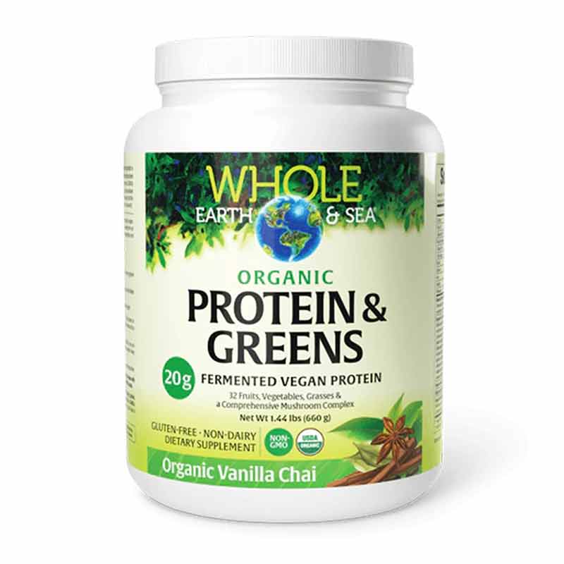 Whole Earth & Sea Organic Protein & Greens, Vanilla Chai, by Natural Factors