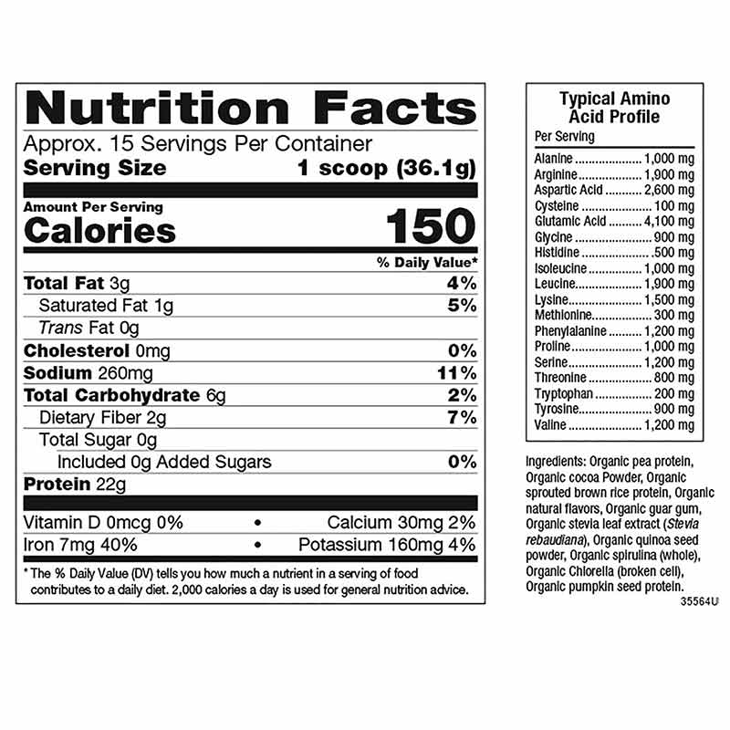 Whole Earth & Sea Raw Organic Plant Protein, Chocolate, 15 Servings, by Natural Factors, image #2