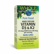Whole Earth & Sea Vegan D3 & K2 Liquid, by Natural Factors