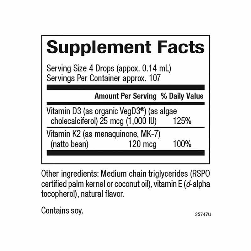 Whole Earth & Sea Vegan D3 & K2 Liquid, by Natural Factors, image #2