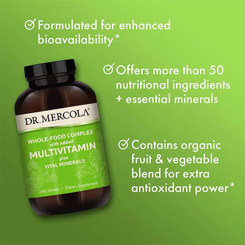 Whole-Food Multivitamin Plus Vital Minerals, 240 Tablets, by Dr. Mercola, image #4