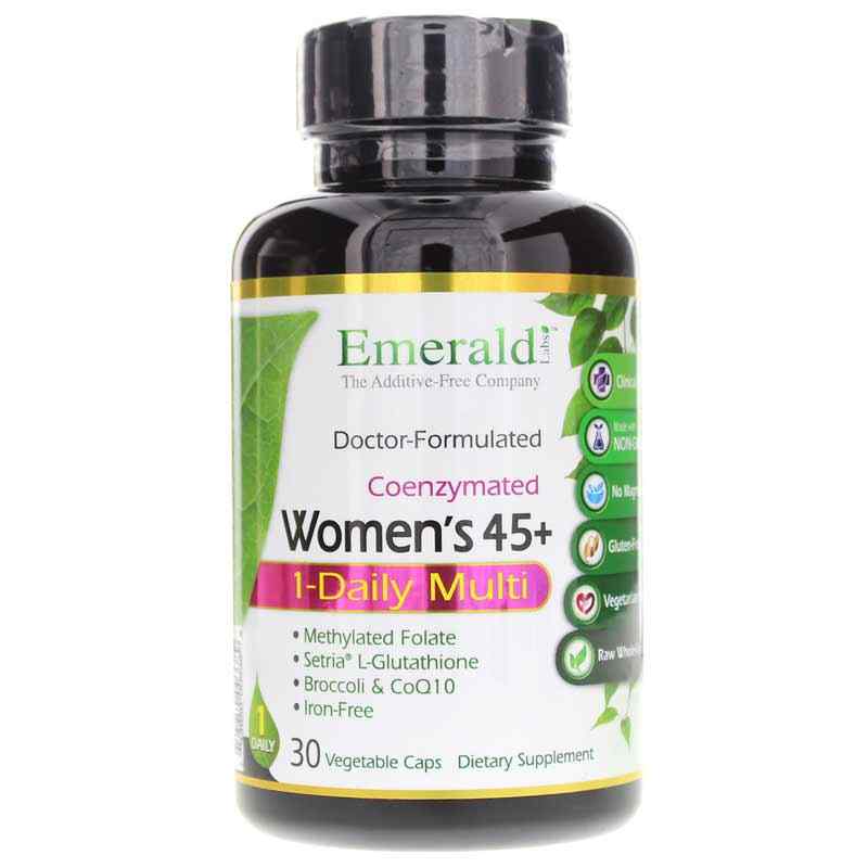 Women's 45+ 1-Daily Multi, 30 Veg Capsules, by Emerald