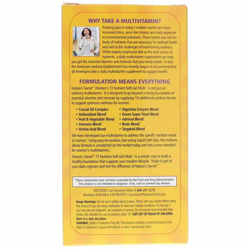 Women's 73 Nutrient Soft-Gel Multi with Omega-3, by Natures Secret, image #3