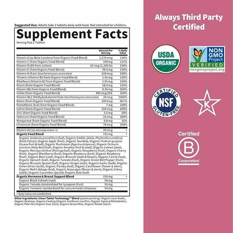 Women's Multi 40+ Whole Food Multivitamin, 60 Veg Tablets, by Garden of Life mykind Organics, image #2