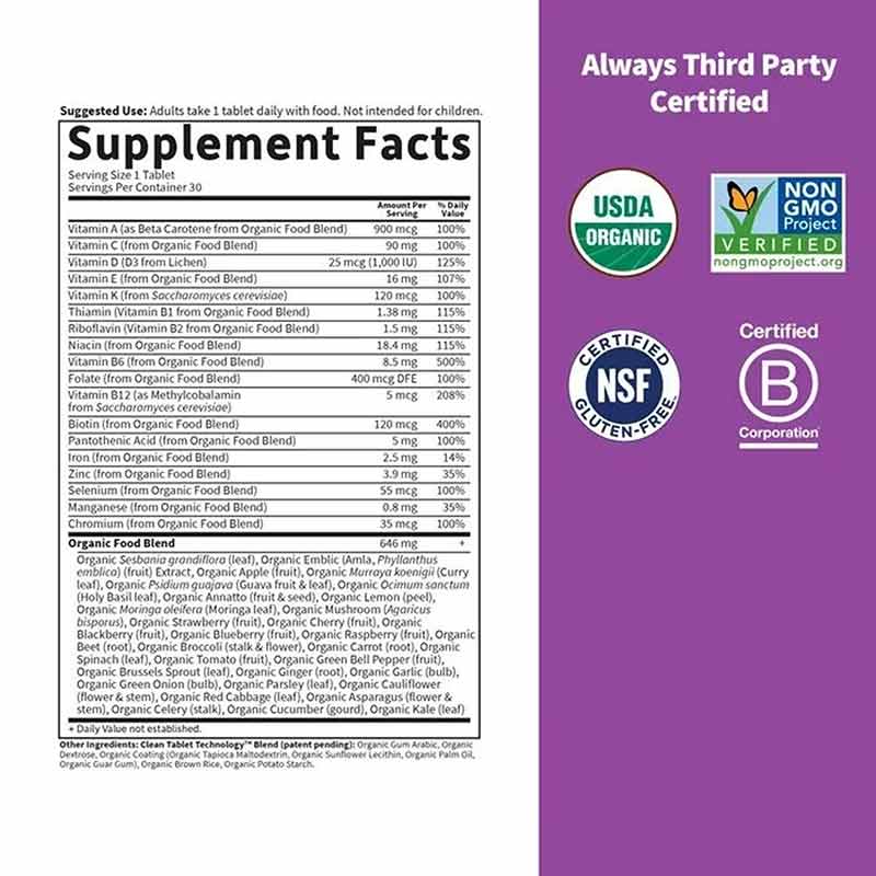 Women's Once Daily Whole Food Multivitamin, 30 Veg Tablets, by Garden of Life mykind Organics, image #2