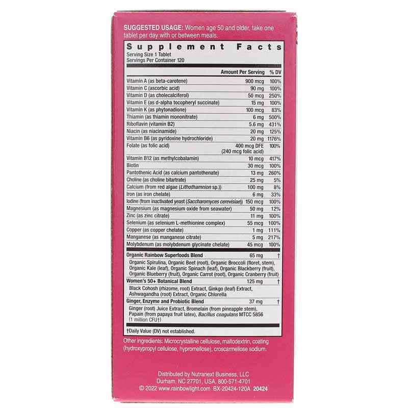 Women’s One 50+ Multivitamin, 120 Veg Tablets, by Rainbow Light, image #3