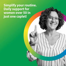 Woman wearing glasses and striped shirt pointing at camera against gradient green background.