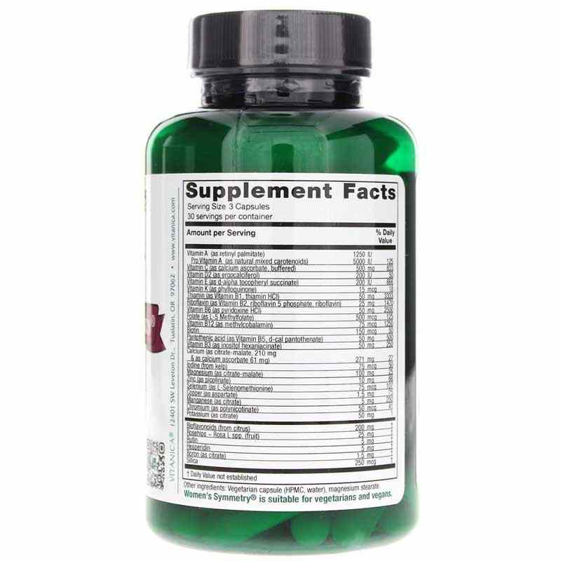 Women's Symmetry Multivitamin, 90 Veg Capsules, by Vitanica, image #2