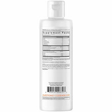 Clear plastic supplement bottle with white pump dispenser top and printed label displaying supplement facts and ingredient in