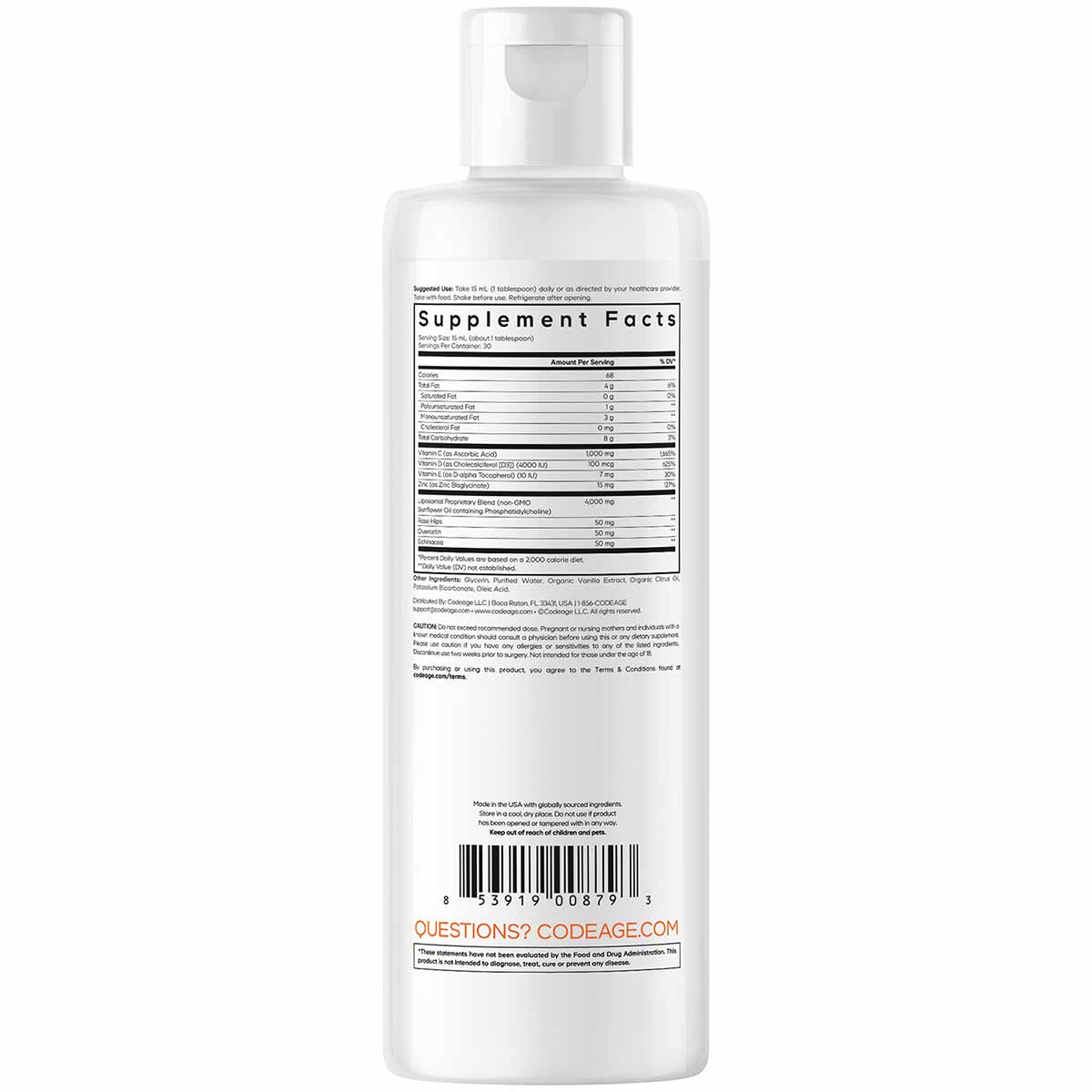 Clear plastic supplement bottle with white pump dispenser top and printed label displaying supplement facts and ingredient in