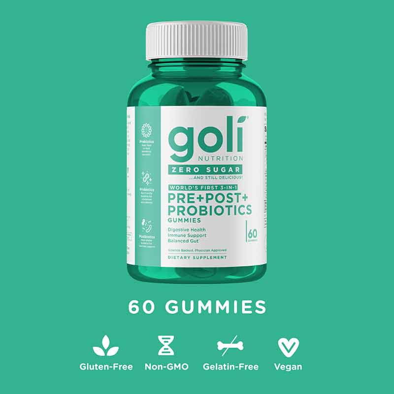 Zero Sugar Pre+Post+Probiotics, 60 Gummies, by Goli Nutrition