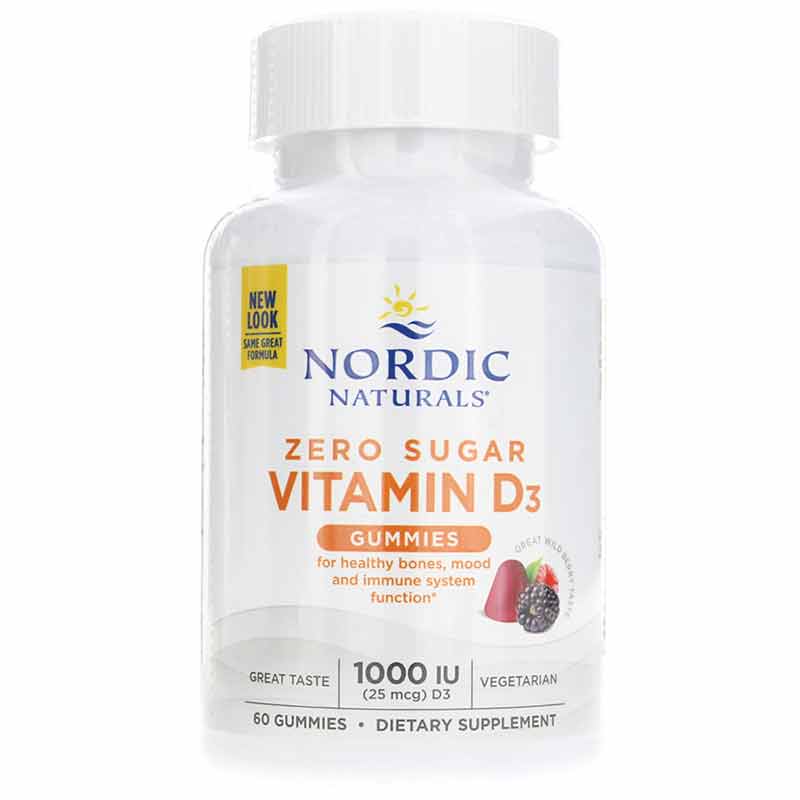 Zero Sugar Vitamin D3 Gummies 1000 IU, 60 Gummies, by Nordic Naturals