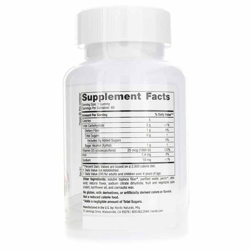 Zero Sugar Vitamin D3 Gummies 1000 IU, 60 Gummies, by Nordic Naturals, image #2