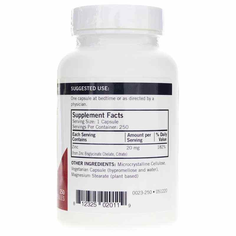 Zinc 20 Mg, 250 Capsules, by Kirkman, image #2