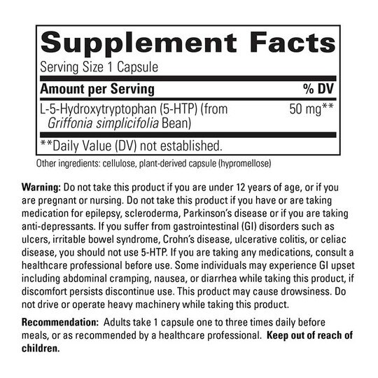 5-HTP 50 Mg, 60 Veg Capsules, INT