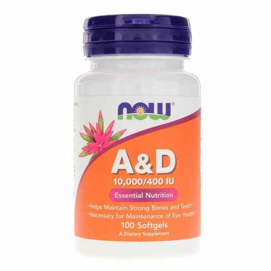 A & D 10000 IU/400 IU, 100 Softgels, NOW