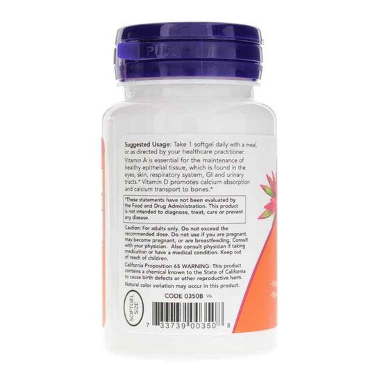 A & D 10000 IU/400 IU, 100 Softgels, NOW