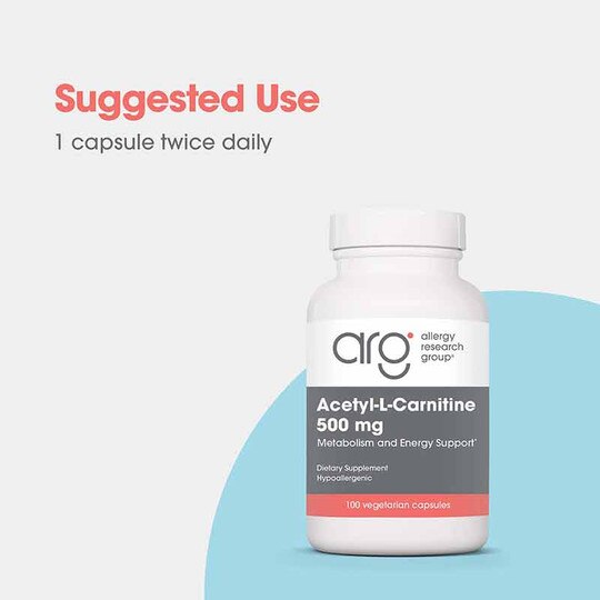 Acetyl-L-Carnitine 500 Mg, 100 Veg Capsules, ARG